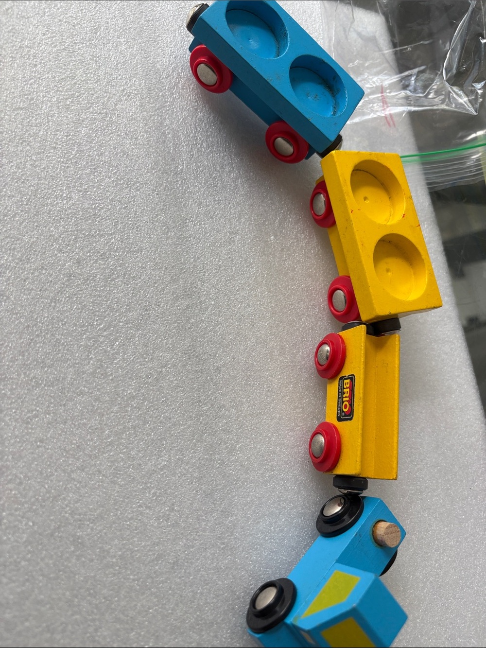 Yellow & Blue Wooden Train Cars - Kids Toy